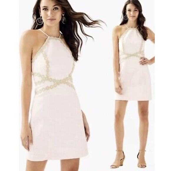 Lilly Pulitzer Pearl Shift‎ Paradise Tint Pink Metallic Gold Dress - Picture 2 of 15